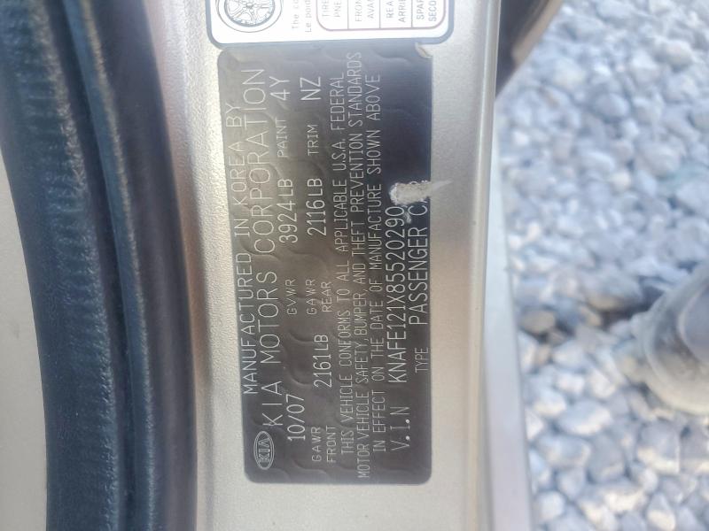 66688226 :رقم المزاد ، KNAFE121X85520290 vin ، 2008 Kia Spectra مزاد بيع