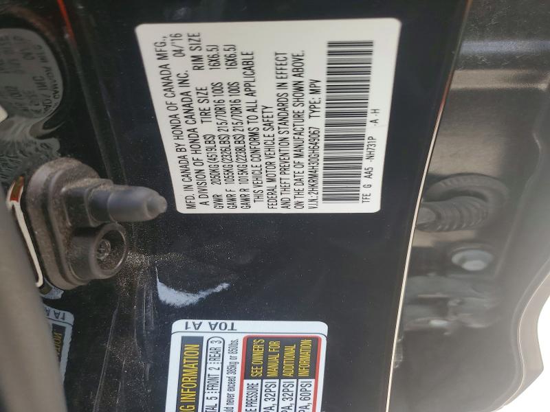 Aukcja sprzedaży 2016 Honda Cr-v, vin: 2HKRM4H30GH649067, numer aukcji: 66716866