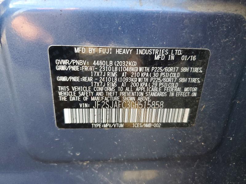 Продажа на аукционе авто 2016 Subaru Forester, vin: JF2SJAFC3GH515858, номер лота: 67400686