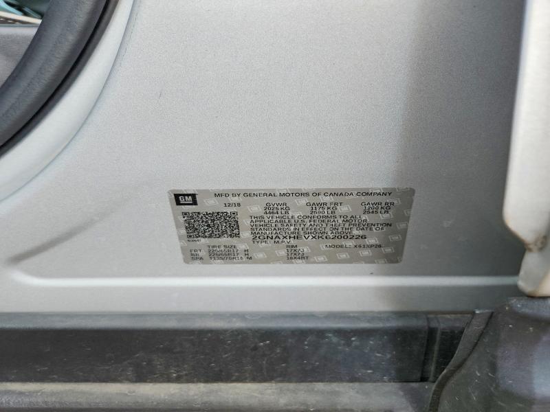 69550186 :رقم المزاد ، 2GNAXHEVXK6200226 vin ، 2019 Chevrolet Equinox مزاد بيع
