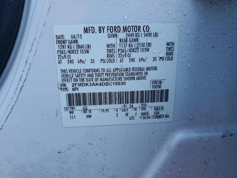 Продажа на аукционе авто 2013 Ford Edge, vin: 2FMDK3AK4DBC15930, номер лота: 68506466