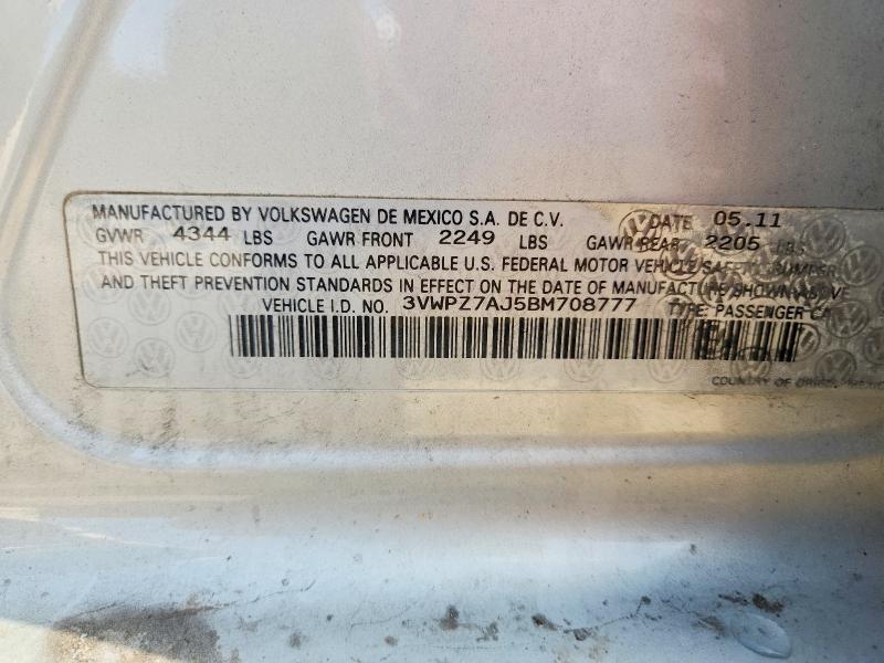 Aukcja sprzedaży 2011 Volkswagen Jetta, vin: 3VWPZ7AJ5BM708777, numer aukcji: 69197466