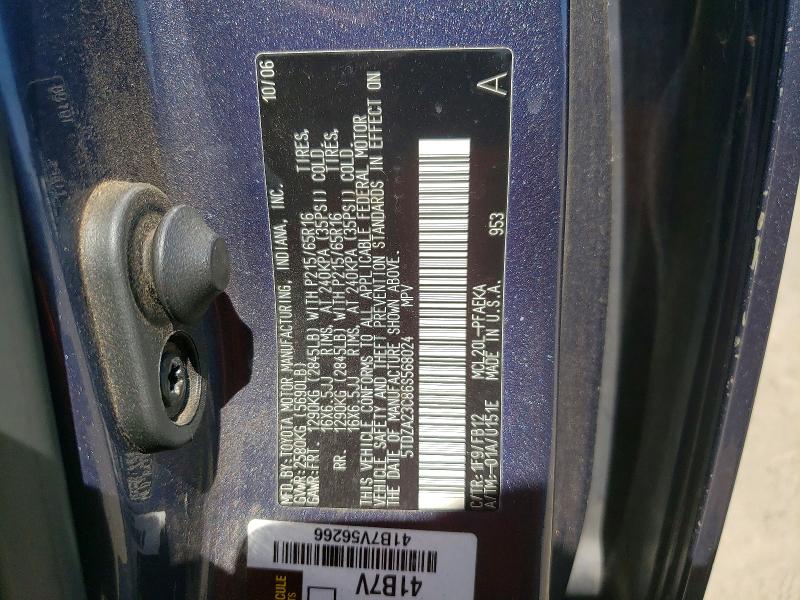 Aukcja sprzedaży 2006 Toyota Sienna, vin: 5TDZA23C86S568024, numer aukcji: 70488136