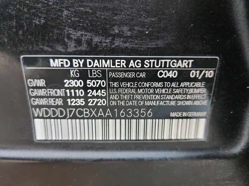 Aukcja sprzedaży 2010 Mercedes-benz Cls, vin: WDDDJ7CBXAA163356, numer aukcji: 70548776