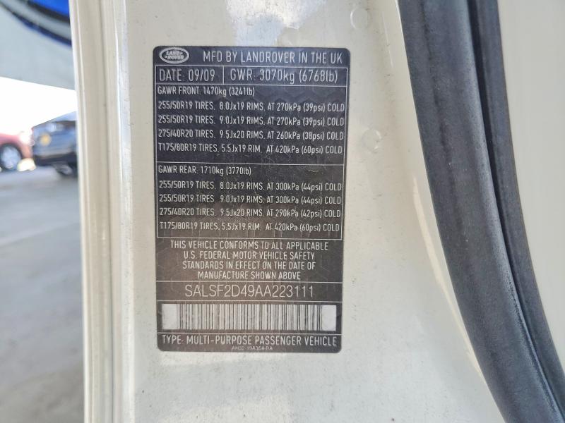 68666616 :رقم المزاد ، SALSF2D49AA223111 vin ، 2010 Land Rover Range Rover Sport مزاد بيع