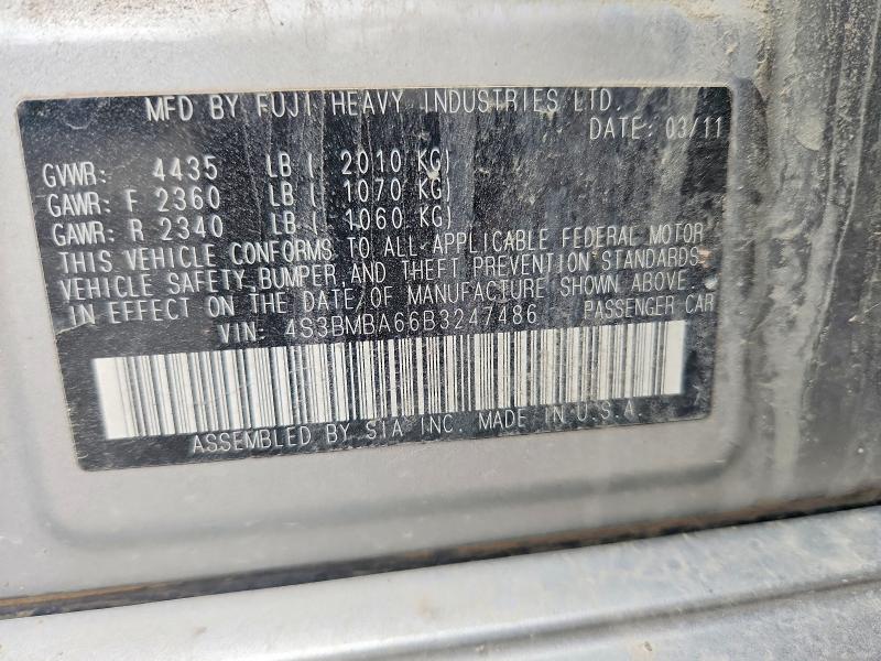 Продаж на аукціоні авто 2011 Subaru Legacy, vin: 4S3BMBA66B3247486, номер лоту: 69099956