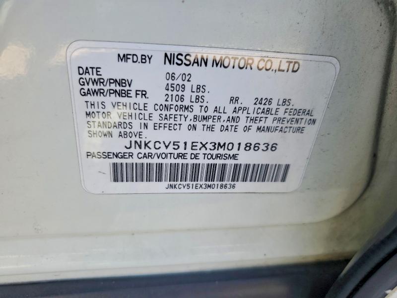 70673776 :رقم المزاد ، JNKCV51EX3M018636 vin ، 2003 Infiniti G35 مزاد بيع