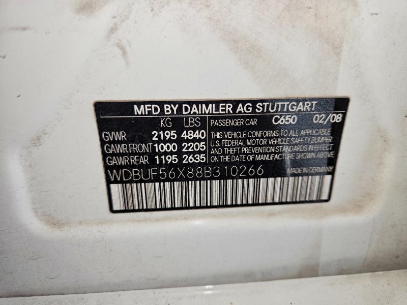Aukcja sprzedaży 2008 Mercedes-benz E, vin: WDBUF56X88B310266, numer aukcji: 67738266