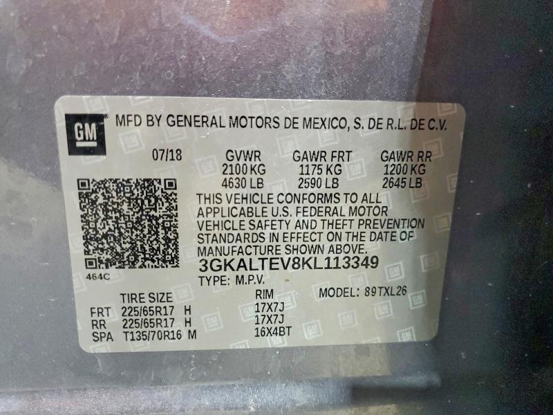 66862836 :رقم المزاد ، 3GKALTEV8KL113349 vin ، 2019 Gmc Terrain مزاد بيع