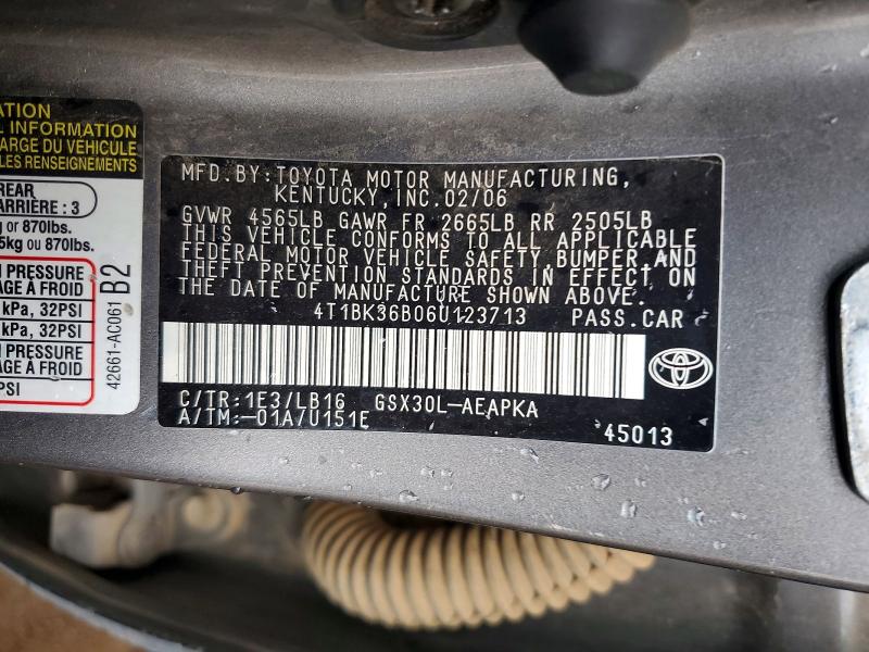 Aukcja sprzedaży 2006 Toyota Avalon, vin: 4T1BK36B06U123713, numer aukcji: 70680706