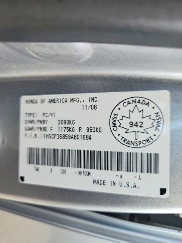 Продажа на аукционе авто 2009 Honda Accord, vin: 1HGCP36859A801684, номер лота: 67211776