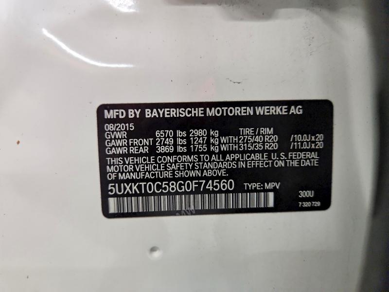 66560916 :رقم المزاد ، 5UXKT0C58G0F74560 vin ، 2016 Bmw X5 مزاد بيع