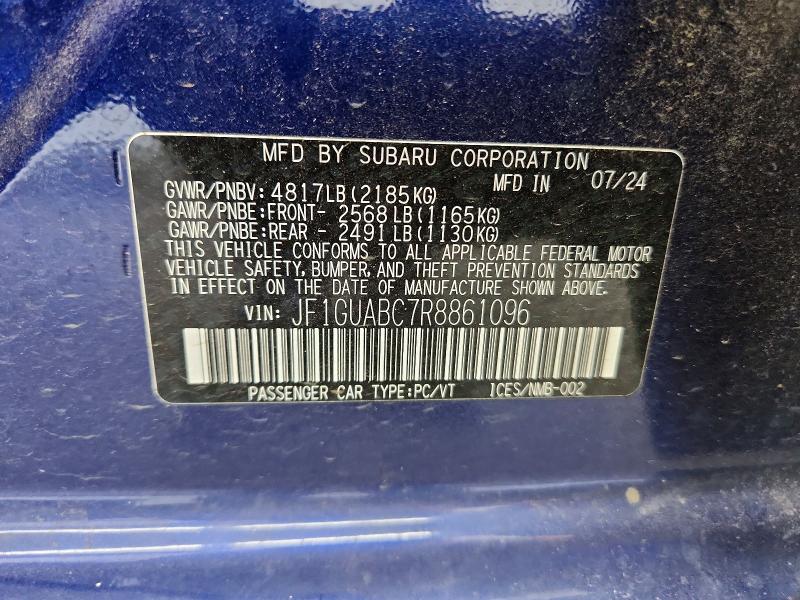 2024 Subaru Impreza მანქანა იყიდება აუქციონზე, vin: JF1GUABC7R8861096, აუქციონის ნომერი: 66849616