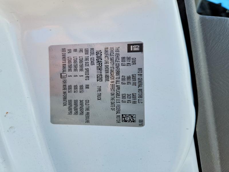 67502816 :رقم المزاد ، 1GCWGAFFXH1115282 vin ، 2017 Chevrolet Express G2500 مزاد بيع