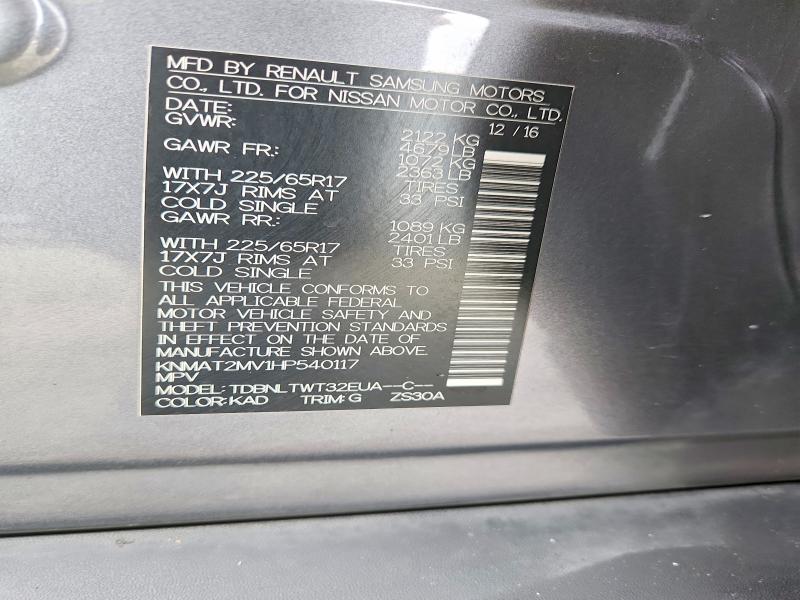 Продажа на аукционе авто 2017 Nissan Rogue, vin: KNMAT2MV1HP540117, номер лота: 70185866