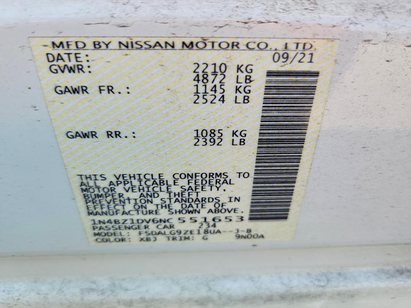 Продаж на аукціоні авто 2022 Nissan Leaf, vin: 1N4BZ1DV6NC551653, номер лоту: 68494596