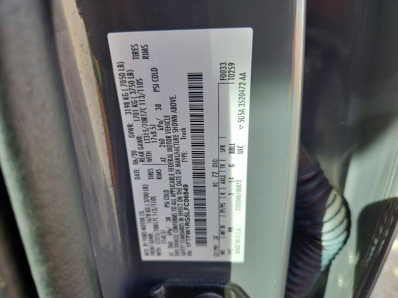 Aukcja sprzedaży 2020 Ford F150, vin: 1FTFW1RG5LFC06849, numer aukcji: 69915476