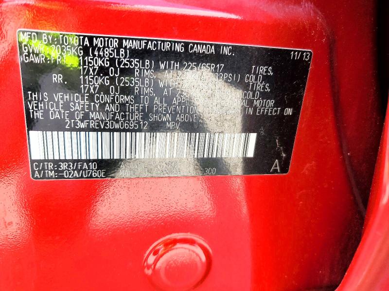 2013 Toyota Rav4 მანქანა იყიდება აუქციონზე, vin: 2T3WFREV3DW069512, აუქციონის ნომერი: 69494816