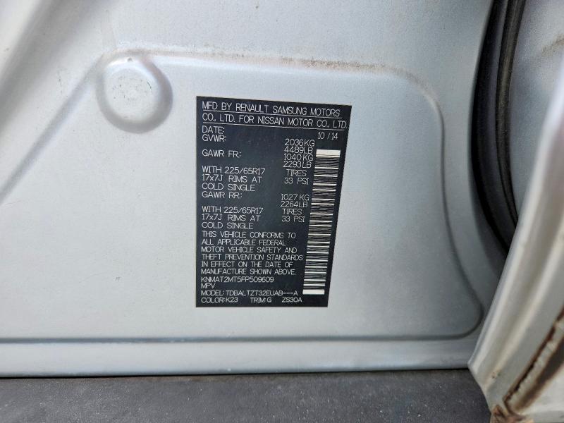 2015 Nissan Rogue მანქანა იყიდება აუქციონზე, vin: KNMAT2MT5FP509609, აუქციონის ნომერი: 67089656