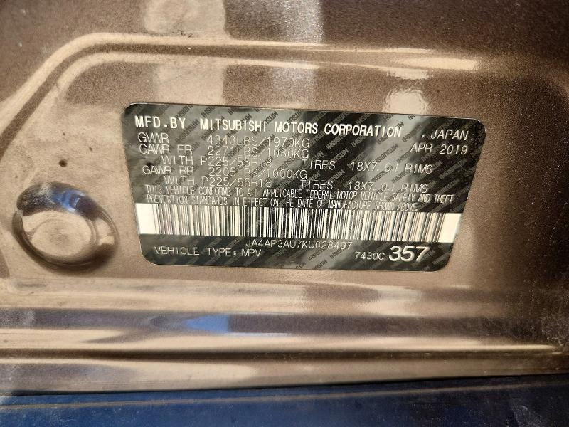 68385656 :رقم المزاد ، JA4AP3AU7KU028497 vin ، 2019 Mitsubishi Outlander Sport مزاد بيع