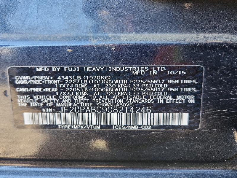 Продажа на аукционе авто 2016 Subaru Crosstrek, vin: JF2GPABC9G8214246, номер лота: 70252046