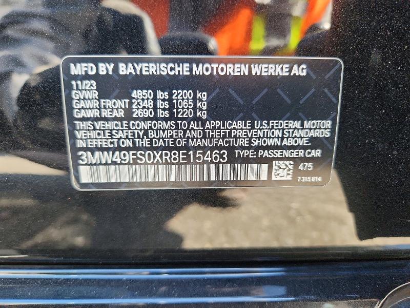 Продажа на аукционе авто 2024 Bmw M340i, vin: 3MW49FS0XR8E15463, номер лота: 68706296
