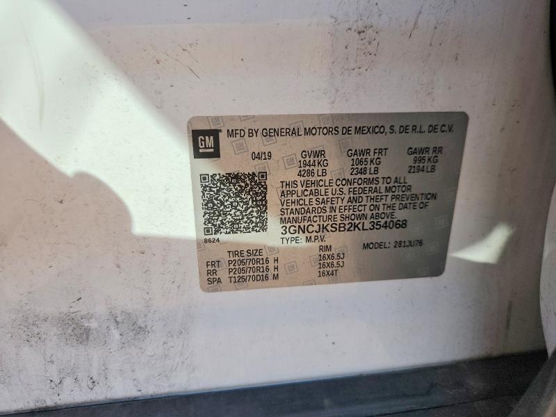 Продаж на аукціоні авто 2019 Chevrolet Trax, vin: 3GNCJKSB2KL354068, номер лоту: 67456046