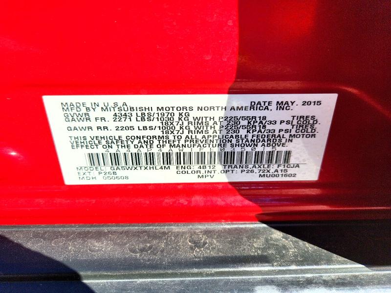 2015 Mitsubishi Outlander Sport მანქანა იყიდება აუქციონზე, vin: 4A4AP4AW1FE035015, აუქციონის ნომერი: 70800536