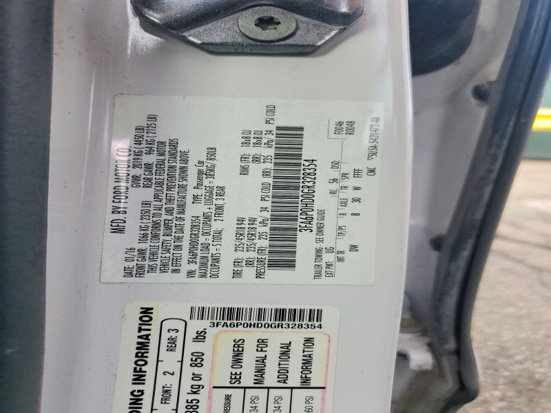 Продаж на аукціоні авто 2016 Ford Fusion, vin: 3FA6P0HD0GR328354, номер лоту: 70362456