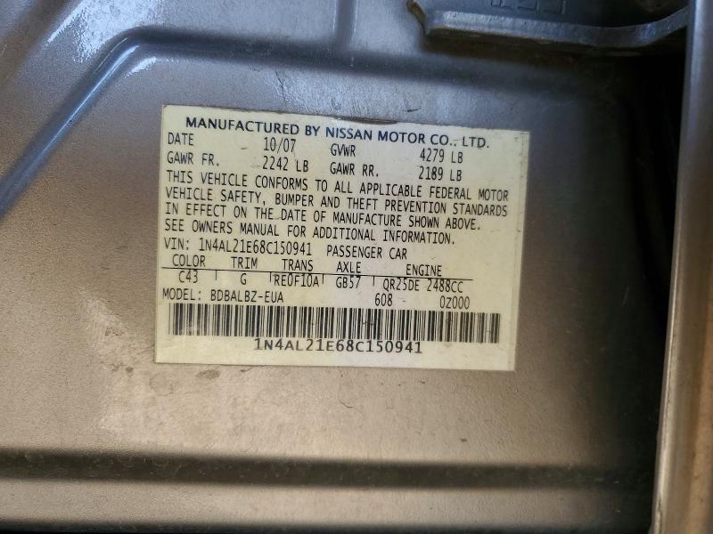 Продаж на аукціоні авто 2008 Nissan Altima, vin: 1N4AL21E68C150941, номер лоту: 69420026