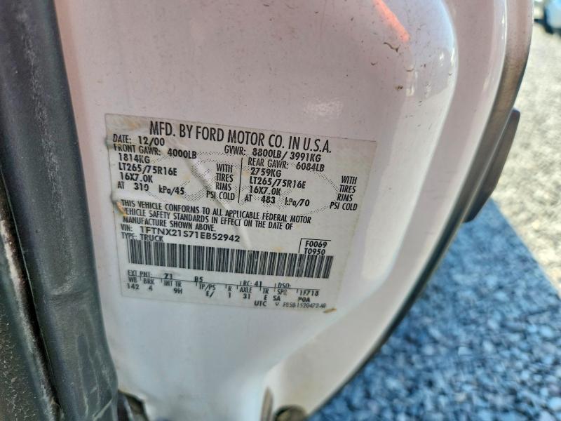 2001 Ford F250 მანქანა იყიდება აუქციონზე, vin: 1FTNX21S71EB52942, აუქციონის ნომერი: 66928806