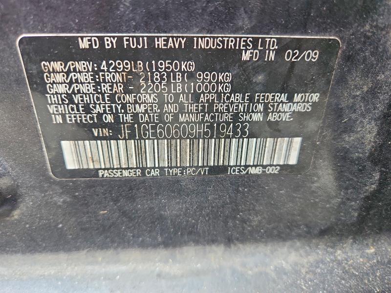 Продажа на аукционе авто 2009 Subaru Impreza, vin: JF1GE60609H519433, номер лота: 70650976