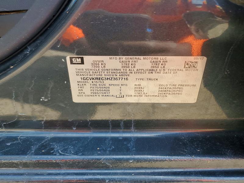 Продаж на аукціоні авто 2017 Chevrolet Silverado, vin: 1GCVKREC3HZ367716, номер лоту: 68545816