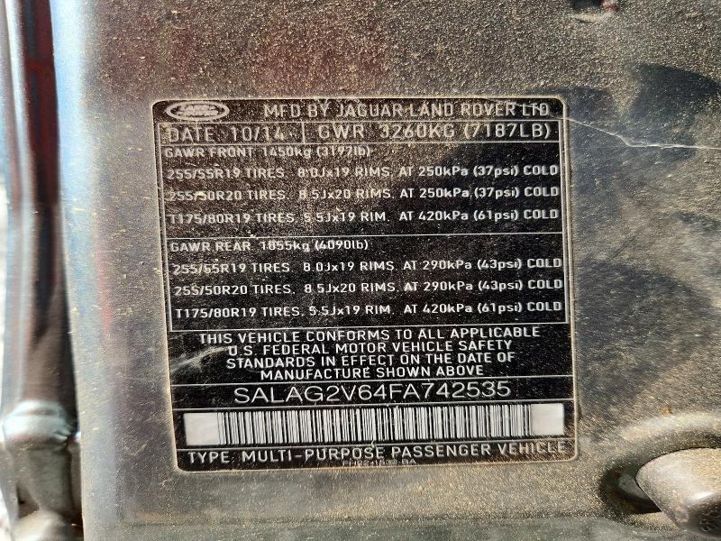 Aukcja sprzedaży 2015 Land Rover Lr4, vin: SALAG2V64FA742535, numer aukcji: 68827866