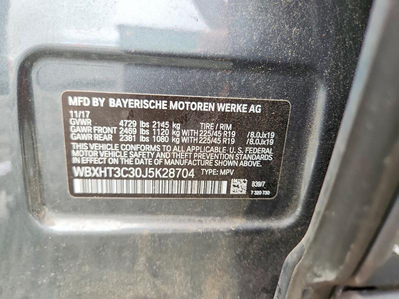 2018 Bmw X1 მანქანა იყიდება აუქციონზე, vin: WBXHT3C30J5K28704, აუქციონის ნომერი: 70434516