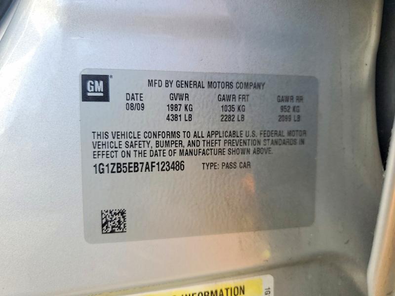2010 Chevrolet Malibu მანქანა იყიდება აუქციონზე, vin: 1G1ZB5EB7AF123486, აუქციონის ნომერი: 69970986