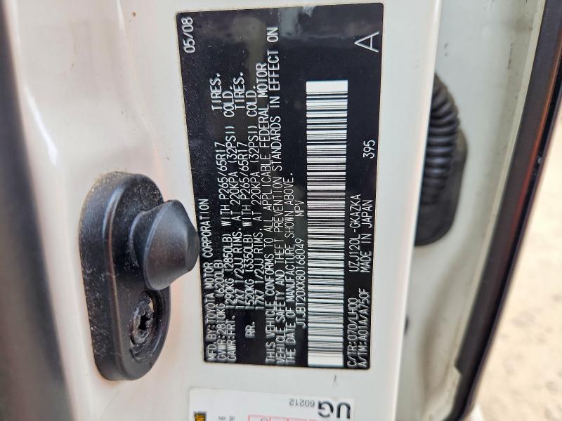 Aukcja sprzedaży 2008 Lexus Gx, vin: JTJBT20XX80168049, numer aukcji: 70359896