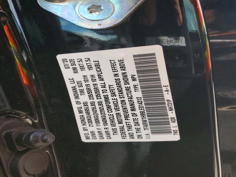 2020 Honda Cr-v მანქანა იყიდება აუქციონზე, vin: 7FARW1H99LE014312, აუქციონის ნომერი: 68265546