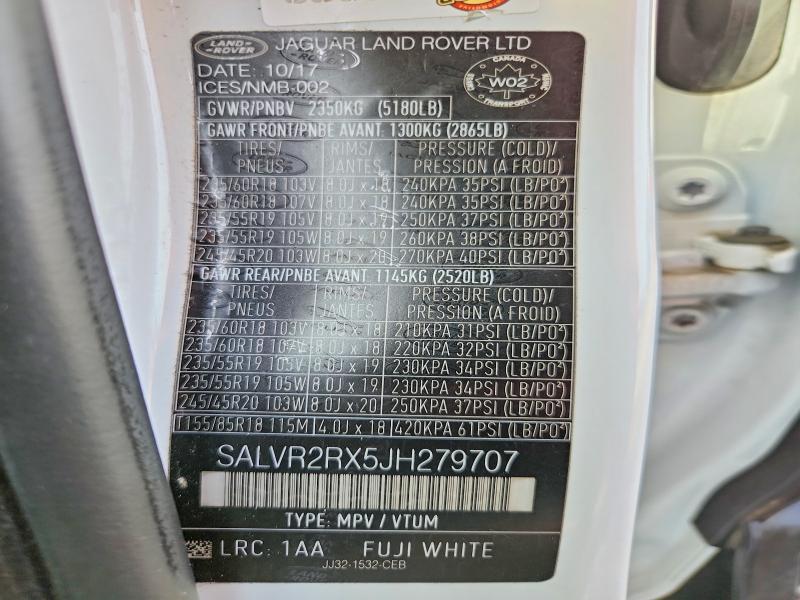 68654376 :رقم المزاد ، SALVR2RX5JH279707 vin ، 2018 Land Rover Range Rover Evoque مزاد بيع