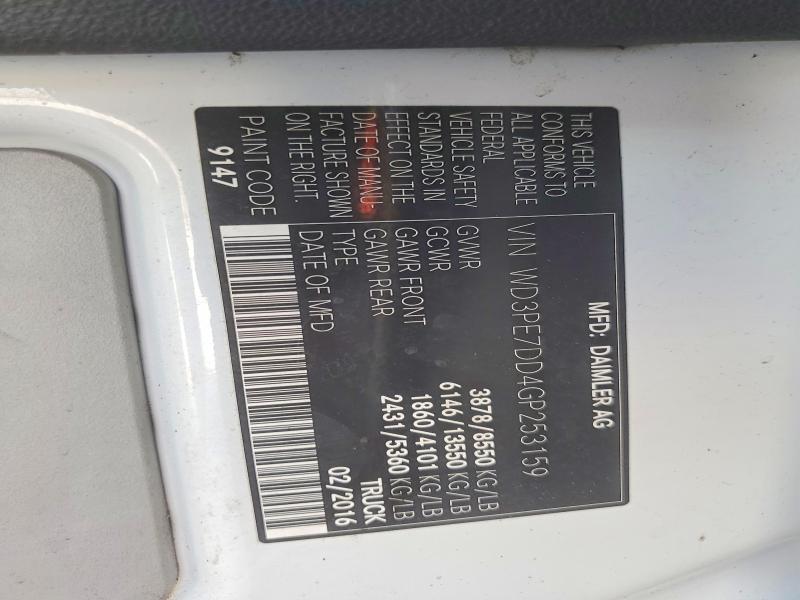 Aukcja sprzedaży 2016 Mercedes-benz Sprinter, vin: WD3PE7DD4GP253159, numer aukcji: 69135486