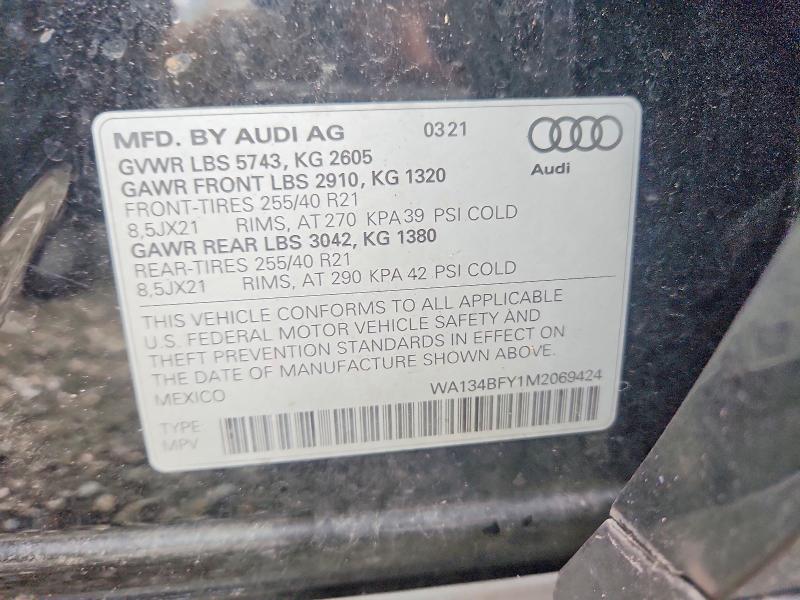 Aukcja sprzedaży 2021 Audi Sq5, vin: WA134BFY1M2069424, numer aukcji: 68988786