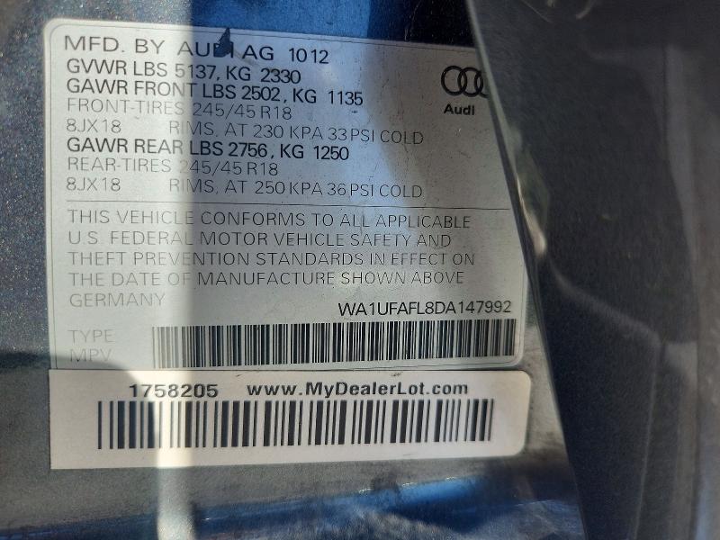 Продажа на аукционе авто 2013 Audi A4 Allroad, vin: WA1UFAFL8DA147992, номер лота: 70567946
