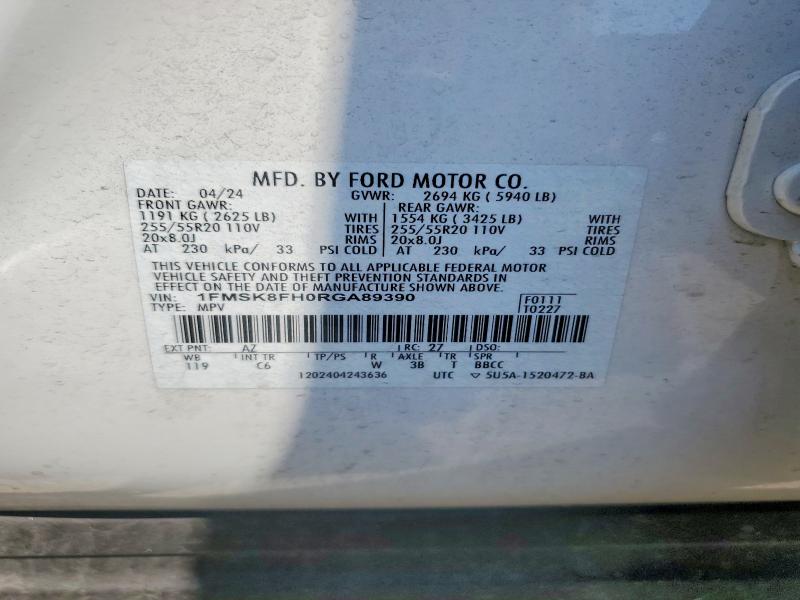 Продажа на аукционе авто 2024 Ford Explorer, vin: 1FMSK8FH0RGA89390, номер лота: 66521296