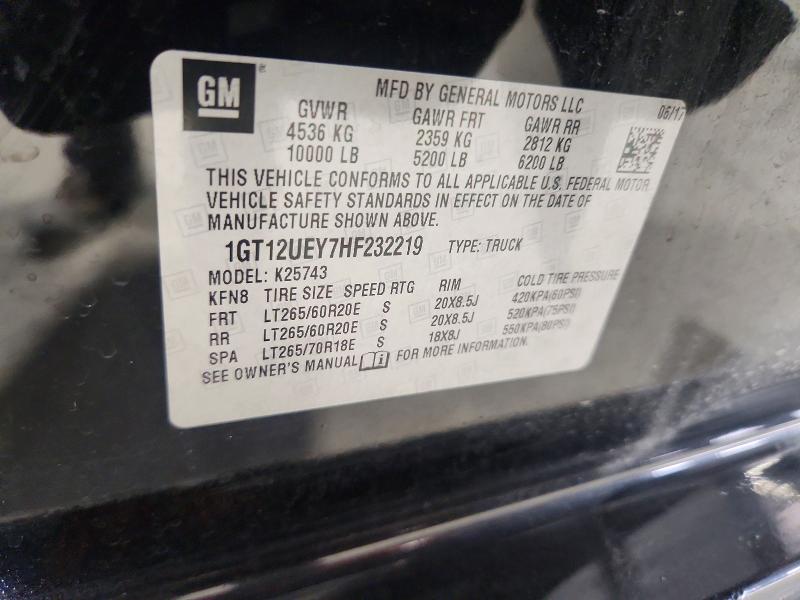 Aukcja sprzedaży 2017 Gmc Sierra, vin: 1GT12UEY7HF232219, numer aukcji: 69355196