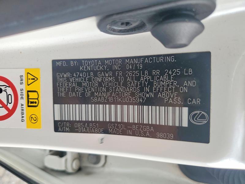 Продажа на аукционе авто 2019 Lexus Es, vin: 58ABZ1B11KU035947, номер лота: 68088466
