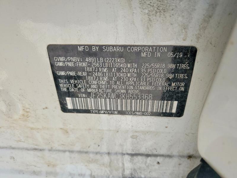 68204736 :رقم المزاد ، JF2SKAWC3KH553368 vin ، 2019 Subaru Forester مزاد بيع