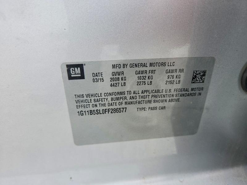 Продаж на аукціоні авто 2015 Chevrolet Malibu, vin: 1G11B5SL0FF286577, номер лоту: 68812506
