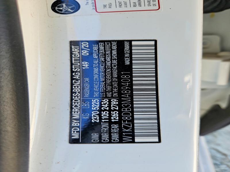 2021 Mercedes-benz E მანქანა იყიდება აუქციონზე, vin: W1KZF8DB3MA894081, აუქციონის ნომერი: 70822236