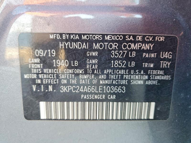 67679236 :رقم المزاد ، 3KPC24A66LE103663 vin ، 2020 Hyundai Accent مزاد بيع