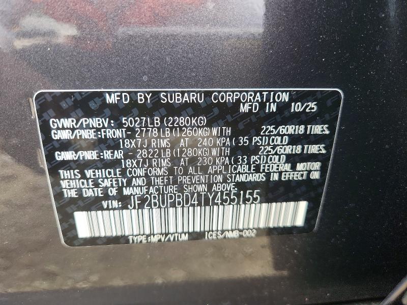 Продажа на аукционе авто 2026 Subaru Outback, vin: JF2BUPBD4TY455155, номер лота: 69320406